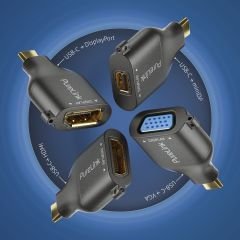 IQ-AR300 4K USB-C Adaptör Halkası, Dört Adaptör ile