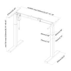 PM-DESK-01 PureMounts® Motorlu Masa Çerçevesi, beyaz