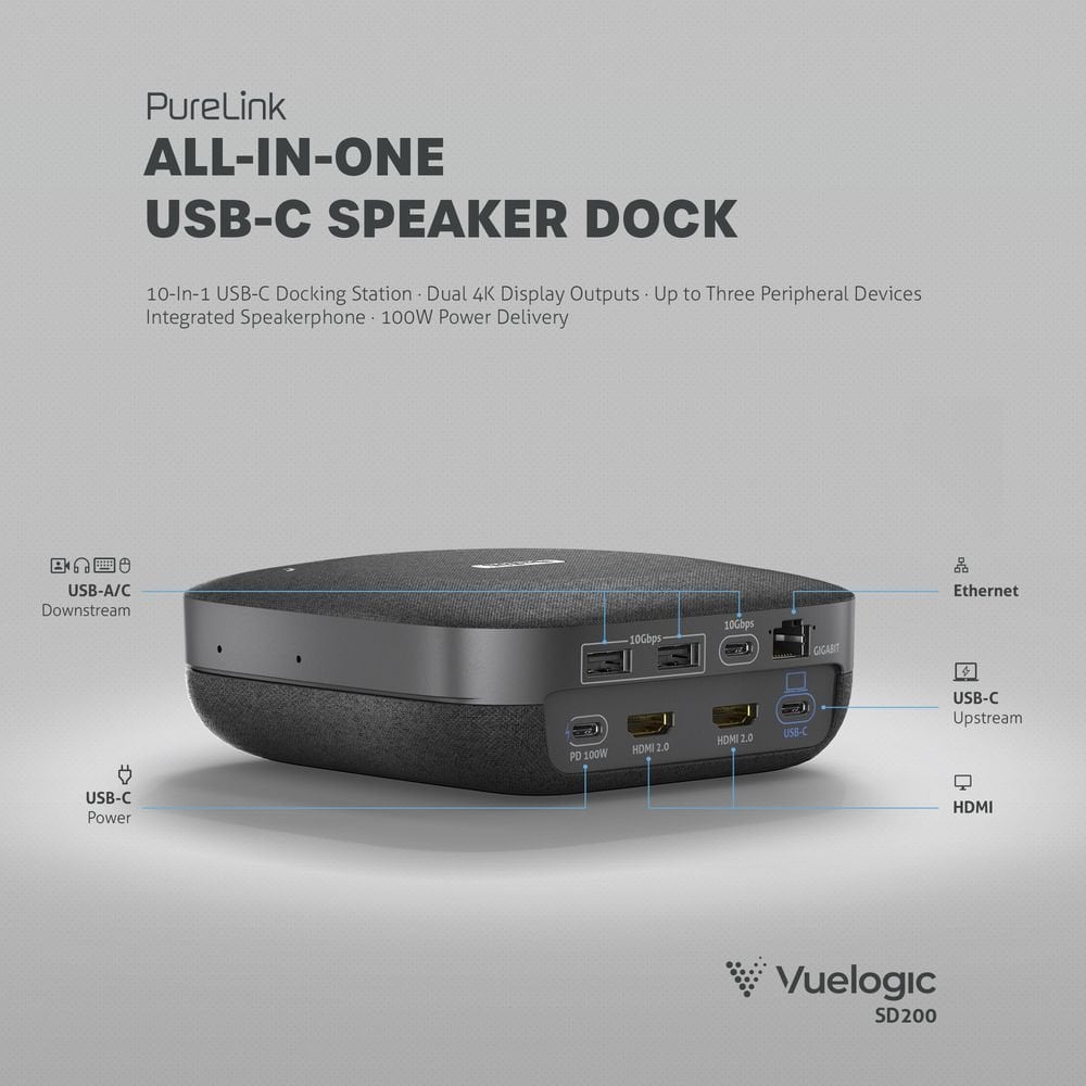 VL-SD200 10-in-1 USB-C Hoparlör Dock - Entegre Hoparlör Mikrofonlu