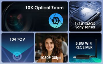 YesSmart YS3058 – Kablosuz 5.8 Ghz & Kablolu 10X Optik Zoom PTZ Video Konferans Kamerası