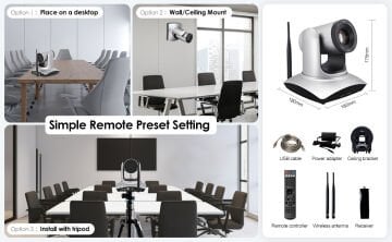 YesSmart YS3058 – Kablosuz 5.8 Ghz & Kablolu 10X Optik Zoom PTZ Video Konferans Kamerası